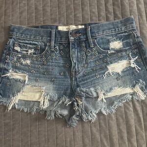 Abercrombie & Fitch Blue Distressed Jean Shorts